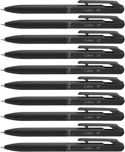 Pentel BXA107A-A Calme Kugelschreiber, deutlich gedämpftes Klick-Geräusch, Griffzone in Lederoptik, nachfüllbar, Kugel 0.7mm = Strichstärke 0.35mm, Schreibfarbe schwarz, 1 Stück