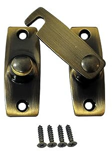 QCAA 2.5 x 2.65, Large, Heavy Solid Forged Brass Door Latch, 180 Degrees Flat Surface Mounting Door Latch Buckle for Doors & Windows, Antique Brass, 1 Pack, Made in Taiwan