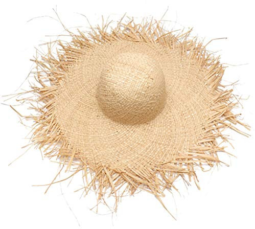 TiSkying Chapeau de Raffa Paille pour Femmes Chapeau de Paille Marge Large Chapeau de Plage en Tissu Fait à la Main pour Voyage Vacances