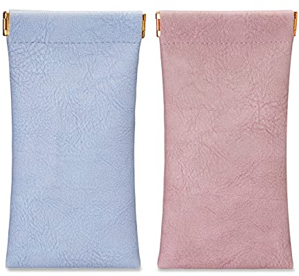 molshine 2Pcs Custodia Portatile in Pelle per Occhiali da Sole,Custodia Morbida per Occhiali,Custodia per Occhiali da Lettura,Piccoli occhiali da sole