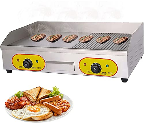 MNSSRN Plancha De Horneado Eléctrica No Pegajosa Comercial, Parrilla De Mesa Eléctrica De Carne Y Verduras, Control De Temperatura Ajustable, Tostadora Eléctrica De Restaurante