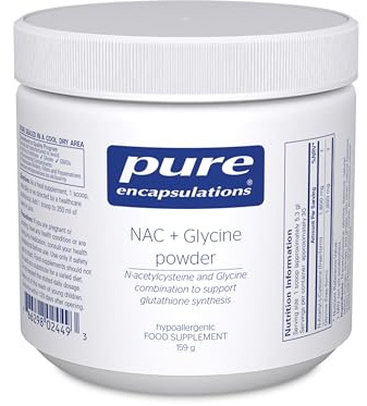 Pure Encapsulations NAC + Glycine Powder, Peach-Ginger, 159g | Antioxidant Amino Acid Duo, 1.8g NAC & Glycine per Serving, Natural Peach-Ginger Flavour, Additive-Free