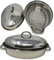 Professional Stainless Steel Roasting Trays with Removable Rack Pan Oval Cooking Baking Sturdy Handles 32cm Sucasa