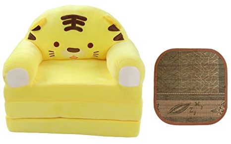 Topiky Cartoon Faltbares Kindersofa, 2-in-1-Umwandelbares Sofa Zur Liege, Bequeme Klappcouch für Kinder, Babyschlafsofa Klappstuhl für Schlafzimmer, Weicher Klappstuhl (Gelb)