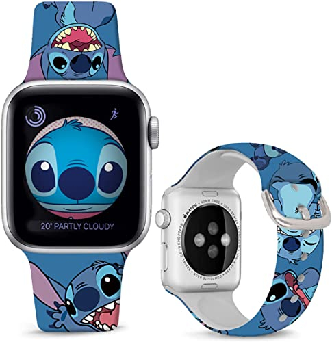 Leotop Compatibile con Apple Watch Bands Stitch 49 mm, 45 mm, 44 mm, 42 mm, cinturino in silicone per iWatch Ultra SE/SE2 Serie 8 7 6 5 4 3 2 1 (49/45/44/42 mm, Blu-Stitch)
