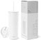 Simple Modern Thermobecher mit Strohhalm und Deckel | Trinkbecher mit Henkel Wiederverwendbare Edelstahl | Geschenke für Frauen und Männer | Classic | 710ml | Winter White
