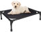 Pomurom Lit Surélevé Rafraîchissant pour Chien, Camp pour Chien avec Maille Respirante Lavable, Lit sur Pieds pour Petits et Moyens Chiens Chats pour Extérieur, intérieur, Plage, Camping, Jardin