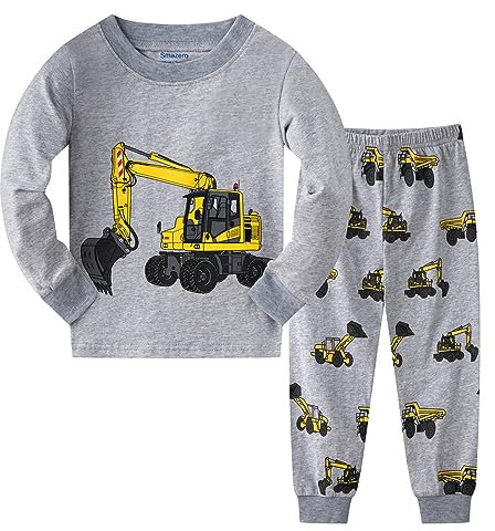 Smazero Boys Pyjamas Sets Digger Pjs Cotton Pajama for Kids 2-7 Years Children Clothes