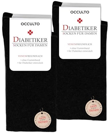 Occulto Chaussettes Diabétiques Femmes lot de 10 (modèle: Julia) noire 39-42
