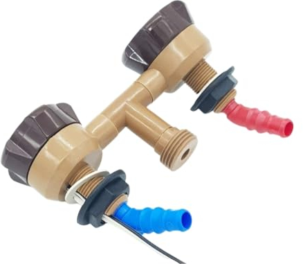 CR-MOESANCO® Kit rubinetto NOVO marrone miscelatore con doppio ingresso e 2 morsetti con uscita a roccia doccia 1/2 per caravan, camper, camper o barca (bianco)