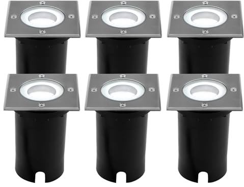Ledvion - 6X LED Einbauleuchten Quadrat, 5W, 6500K, IP67, GU10, 1m Kabel, Außenbeleuchtung, Terrassenbeleuchtung