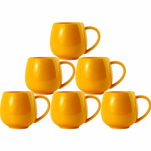 superyes Lemon Yellow Coffee Mugs Set of 6 for Latte Cappuccino Cup Ice Cream Hot Chocolate 12oz Solid