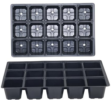 Oakland Gardens 15 Cells Seed Tray Cell Inserts For Full Size Gravel Trays Propagator Plug Bedding Packs| Economical Thin Layer Inserts | Pack of 10