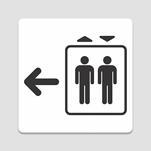 PVC Aufkleber Schild - Eckig 12 x 12 cm - Selbstklebend - Weiß - UV beständig - Für Innen und Außen (Aufzug, links)