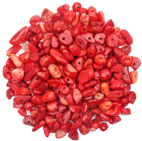 500 Stück Edelsteinperlen Rote Koralle Perlen zum Auffädeln Kristall Perlen 5-8 mm Unregelmäßige Gebohrt Edelstein Perlen zum Basteln Natur Steinperlen für DIY Armbänder Ketten Ohrringe Schmuck