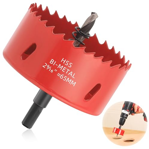 Lochsäge 65mm, Universal HSS M42 Bi-Metall Lochsägen, Bi-Metall-Lochsäge, Lochkreissäge mit Sechskant-Schaft und Bohrer Lochbohrer Set Bohrkrone für Holz, Rigips, Trockenbau, Kunststoffe