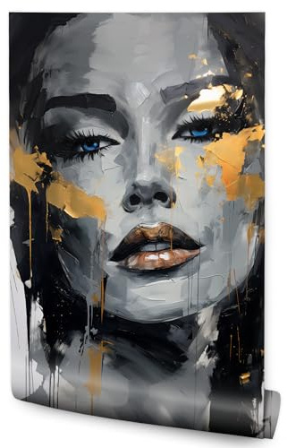 Muralo - 3D Tapete Vliestapete Vertikal - Fototapete 3d Effekt - Tapete für Wohnzimmer Schlafzimmer Wandtapete - Fototapete - Porträt einer Frau mit blauen Augen - Br.215cm x Hö.320cm