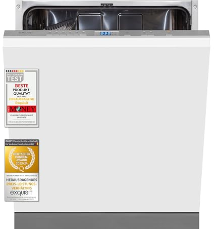 Exquisit Einbaugeschirrspüler, Spülmaschine, 60 cm Breite, Vollintegrierbar, 13 Maßgedecke, Power+, ECO-Modus, Geschirrspüler 60 cm, EGSP52113-E-030E silber