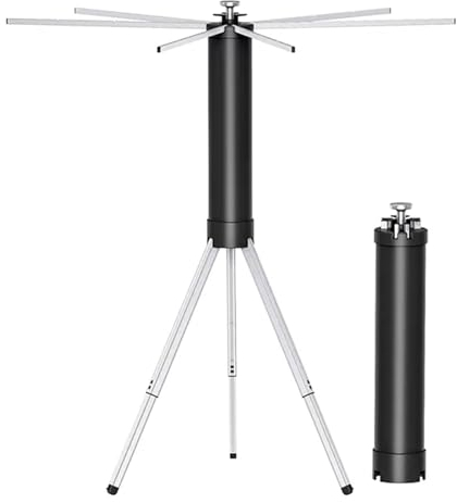 HIARAN Zusammenklappbarer dreieckiger Wäscheständer, tragbarer Teleskop-Wäscheständer mit 6 Stangen, für den Innenbalkon, auf Reisen, höhenverstellbar mit 4 Gängen Lucky Star