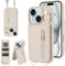 Jcxtrombulous Crossbody Wallet Case for iPhone 13/14 with Lanyard Strap Card Slot Holder [RFID Blocking] 360° Kickstand,Magnetic Flip Folio Zipper Purse Case, PU Leather Cover Handbag,Beige