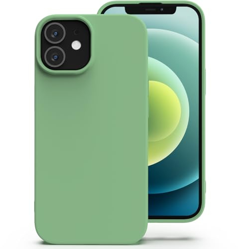 Zuvirelx Silikon Handyhülle für iPhone 12 Mini Hülle, Weiches Griff, Dünne, Minimalistisch, Stoßfest, rutschfest, Taschenpassend - Minzgrün