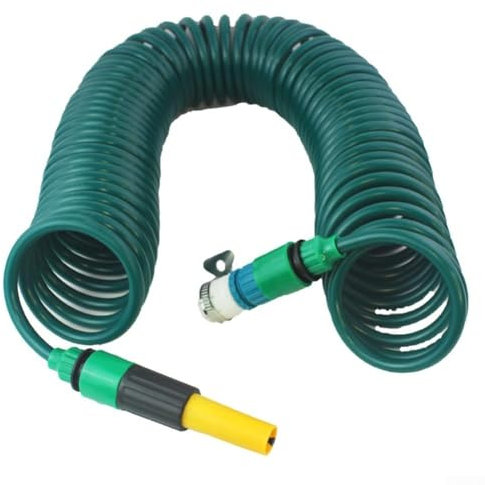 Oniissy Tubo da giardino, connettore rapido, tubo dell'acqua autoavvolgente, tubo retrattile a spirale, con 2 connettori rapidi retrattili, lunghezza 5 m, 15 m, per giardino (15 m)