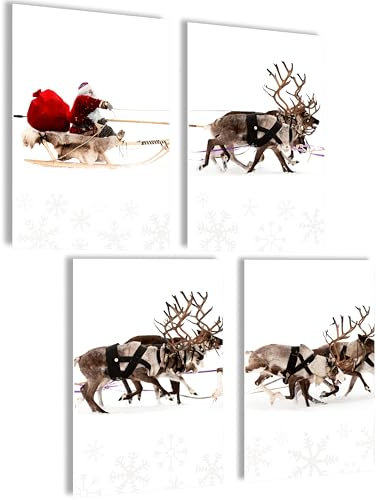 mojoliving Winter Bilder Set Poster Set Weihnachten Deko Set Weihnachtsbilder Wand Weihnachtsposter Weihnachts Bilder Winterbilder Wandbild Weihnachten Bilder Set Weihnachten Poster Aesthetic (Santa)