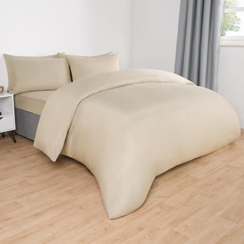 Brentfords Kingsize Duvet Cover Sets, Luxury Bedding Sets King Size Microfibre King Duvet Set Quilt Covers Super Soft Hotel Quality King Size Bedding with Pillowcases, Natural