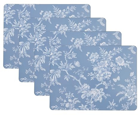 Laura Ashley Tischsets aus Kork, 40,6 x 30,5 cm, für Küchen- und Esstische, hitzebeständig, langlebig, leicht zu reinigen, 4 Stück, Garten mit Wänden