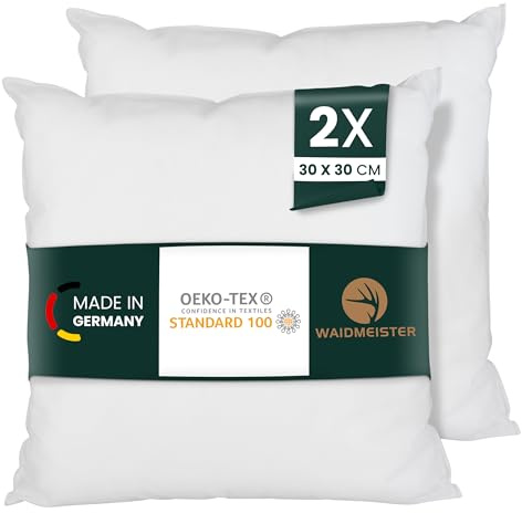 Waidmeister - Kissenfüllung - Mikrofaser Innenkissen geeignet für Allergiker - Kisseninlet als Couchkissen, Sofa Kissen, Cocktailkissen und Kopfkissen Füllkissen Microfaser (2, 30x30 cm)