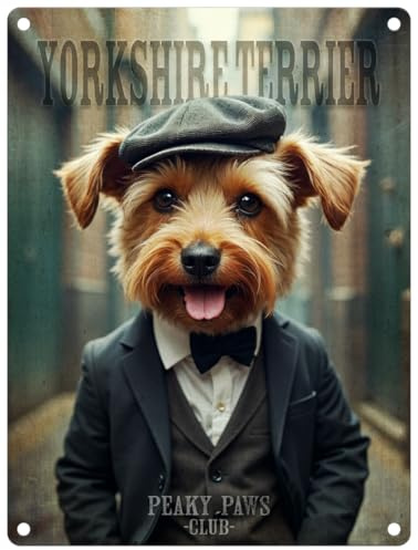 Small (150 x 200mm) Metal Sign - Peaky Paws Club - Yorkshire Terrier (Yorkie)