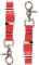 2er Set Steigbügelhalter mit Zusatzfunktion – Halter für Reitplaketten, wasserfestes und reißfestes Gurtband, mit Scherenkarabiner und Schnallenverschluss, in 3 Farben (rot, braun, schwarz) (Rot)