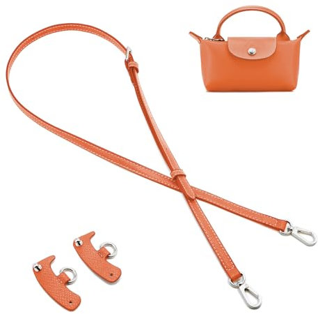 QIUTIMIY Leder-Handtaschengurt, Ersatz-Schultertaschengurte für Longchamp-Geldbörsen, Verstellbarer Crossbody-Schultergurt(Orange,Silber)