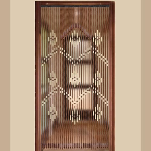 CHZIMADE 32 Lines Wooden Beaded Door Curtain Doorway Room Divider Curtain Blind Soild Wood Room Window