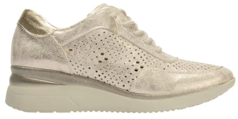 PITILLOS - Zapato Deportivo Casual,Sneakers con Cordones elásticos,cuña y Plataforma,Calado,Rejilla, para: Mujer Color: Oro Talla:36
