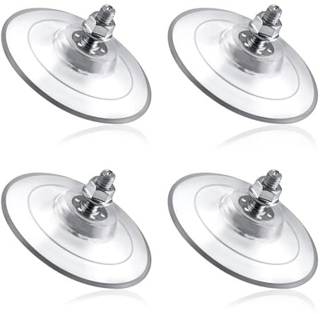 GOLD DEER 4 Pack Large Suction Cup with M8 Screw Nut 3.4/85mm Clear PVC Sucker Pads Glass Suction Pads Extra Strong Adhesive Glass Suction Holder Strong Thickened Sucker Suction Cup