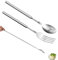 Lot de 2 fourchettes télescopiques - Fourchette et cuillère télescopiques en acier inoxydable, pratiques et compactes pour les pique-niques et les barbecues