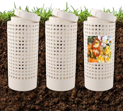Inground Farm Composter, Outdoor In-Ground Compost Bin for Raised Garden Beds and Yards, Organic Waste Decomposer 2 Gallons, 4.3x4.3x11, Composter Tumbler Outdoor