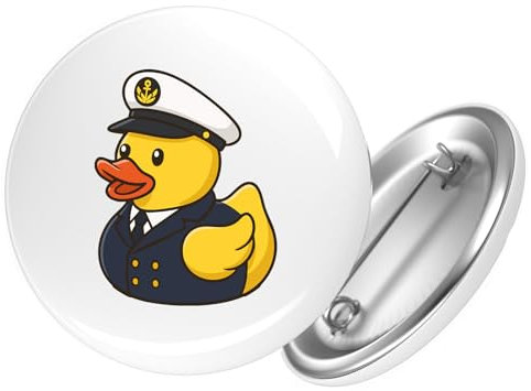 Huuraa Button Quietscheente Kapitän Gummiente Seefahrer Geschenk Größe 25mm Quietscheente Kapitän Geschenkidee