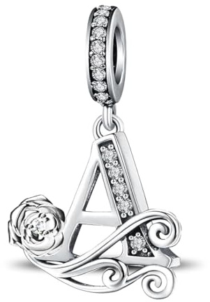 ChenYuTe – Ideale per i charm a lettera dei bracciali Pandora romantici charm a forma di rosa. Un perfetto regalo di gioielleria per te stessa, la mamma, la figlia o le amiche.