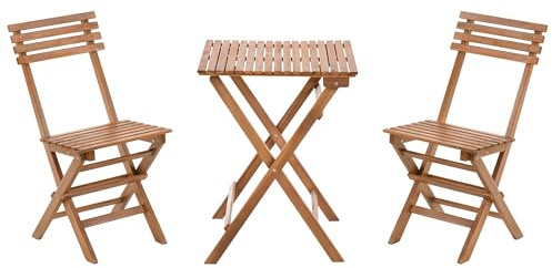 Beliani Outdoor Patio Garden Furniture Bistro Set Certified Acacia Wood Folding Brown Solarolo