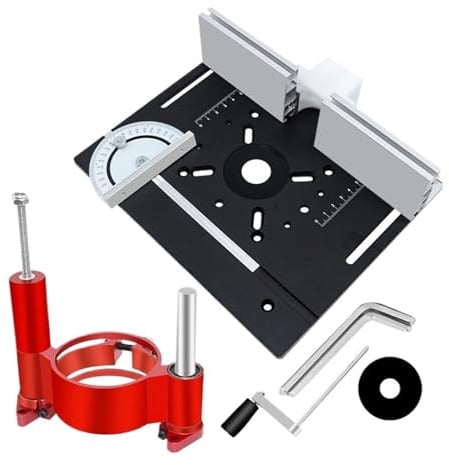Präzisions-Router-Hebesystem Und Frästisch-Einlegeplatte – Holz-Oberfräsen-Hebebasis For Werkbänke, Heimwerker-Werkzeug Breites Anwendungsspektrum(BlackRed)