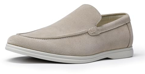 Allthemen Mens Slip On Loafers Suede Leather Moccasin Shoes Beige 8
