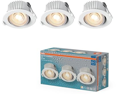 Osram Spot Set LED Einbaustrahler CCT IP44 4,9W Weiß | LED Spot Set CCT Recess IP44, Spot lights and ceiling spots, Weiß, 88 mm dia, 25000 h, 3-Pack