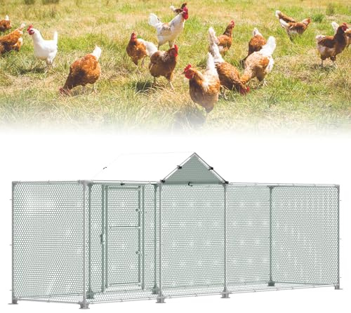 ACXIN 4x1x1,5M Hühnerstall Winterfest Freilaufgehege Chicken Run aus Verzinktem mit Wasserdach Hühnergehege Hühnerhaus Katzengehege Outdoor Wachtelstall Freilaufgehege für Geflügel und Kleintiere