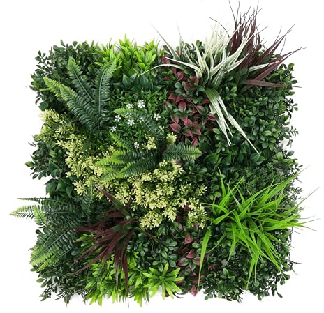 Mugar Jardines Verticales Artificiales, Menorca C, 1 Pieza | 50x50cms, Decoración de Pared, Uso Interior y Exterior, Plantas Artificiales