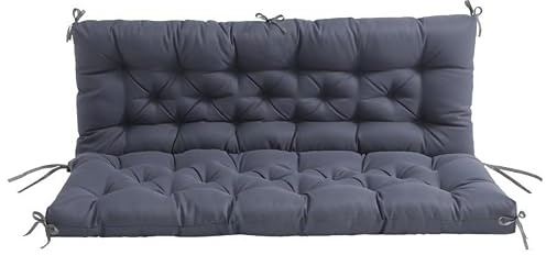 Tenger Home Coussin pour Banc de Jardin avec Dossier déperlant et résistant aux UV pour l'intérieur et l'extérieur Coussin d'assise avec Dossier pour balancelle (Anthracite, 120 * 50 * 50 * 10 cm)