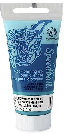 Speedball 37ml 1.25oz Water-Soluble Block Ink Turquoise, For Block Printing, Lino Printing, Screen Printing, For Artists Kit