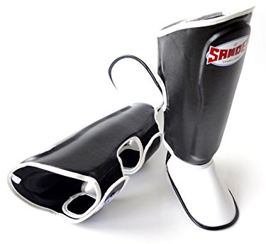 Sandee Authentic Black & White Synthetic Leather Boot Shinguard-JNR