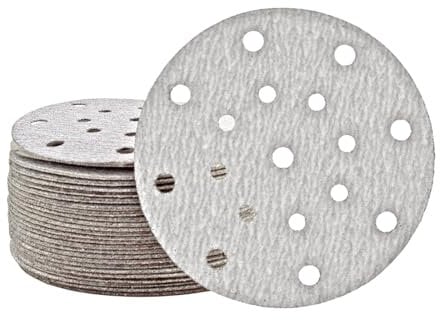 MioTools Shark Disques abrasifs auto-agrippants, 150 mm, 17 trous, p. Ponceuses excentriques, Corindon normal (Lot de 50) G40